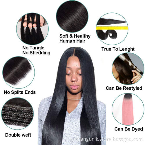 Thick Ends Long 26 28 30 32 34 36 inch Brazilian Virgin Cuticle Aligned Hair Bundles 100% Double Drawn Human Hair Extensions